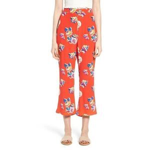 BP Crop Flare Pants Red Floral Women's Large Rayon NWT